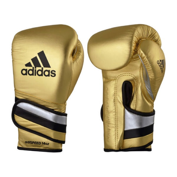 Adidas Adispeed Boxing Gloves Hook and Loop Gold Black The Fight Factory