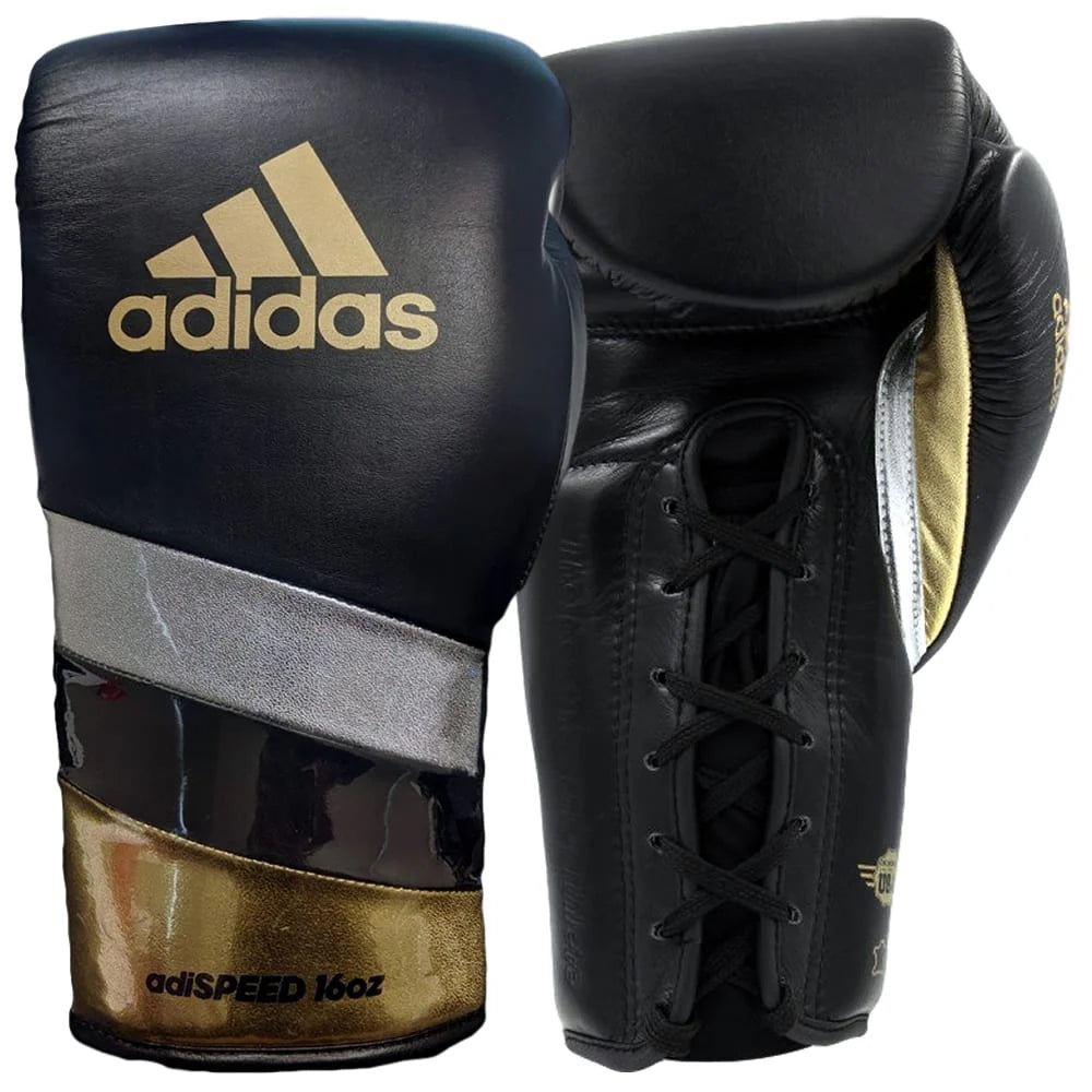 Adidas Boxing Gloves Adidas Adispeed Lace Boxing Gloves Black/Gold/Silver