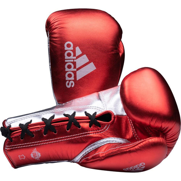 Adidas. Boxing Gloves Lace Up 12oz Adidas Adipower Pro Metallic Lace Up Boxing Gloves - Red Silver