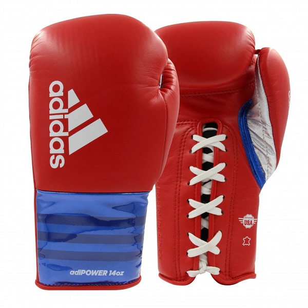 Adidas Boxing Gloves Lace Up 12oz / Red/Blue/Silver Adidas Adipower 500 Pro Lace Boxing Gloves