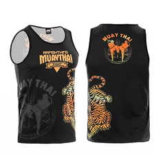 Fight Tees T Shirts Fight Tees Mesh Muay Thai Training Singlet Black