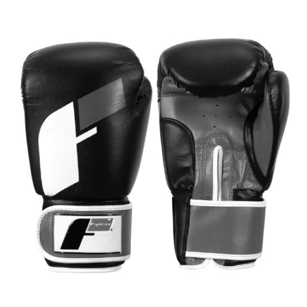 Fighting Sports Boxing Gloves 12oz / Black/Grey Fighting Logo Boxing Gloves