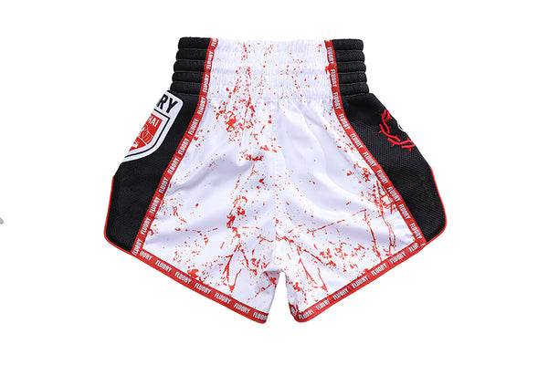 Fluory Muay Thai Muay Thai Shorts Fluory Bloodbath Muay Thai Shorts White