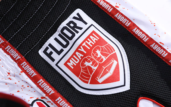 Fluory Muay Thai Muay Thai Shorts Fluory Bloodbath Muay Thai Shorts White