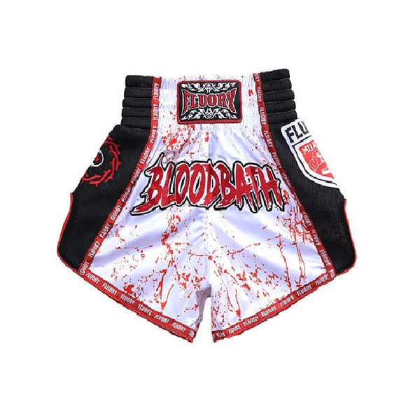 Fluory Muay Thai Muay Thai Shorts Fluory Bloodbath Muay Thai Shorts White