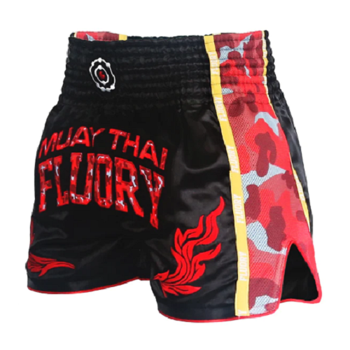 Fluory Muay Thai Muay Thai Shorts Fluory Eternity Camo Retro Muay Thai Shorts Red