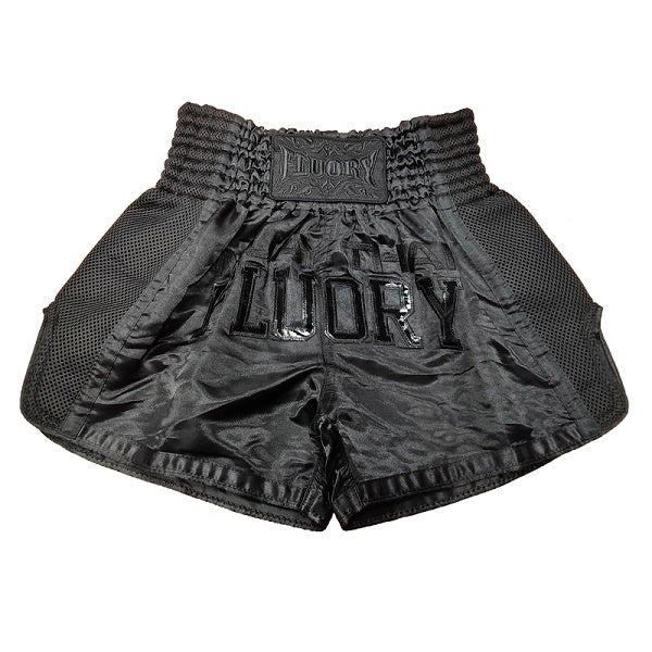 Fluory Muay Thai Muay Thai Shorts Fluory Eternity Classic Retro Muay Thai Shorts Black Black