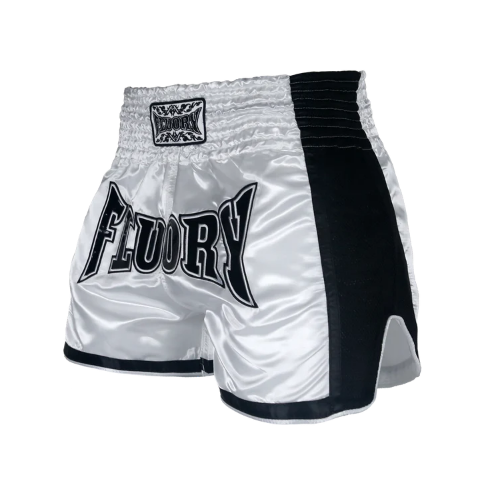 Fluory Muay Thai Muay Thai Shorts Fluory Eternity Classic Retro Muay Thai Shorts White Black