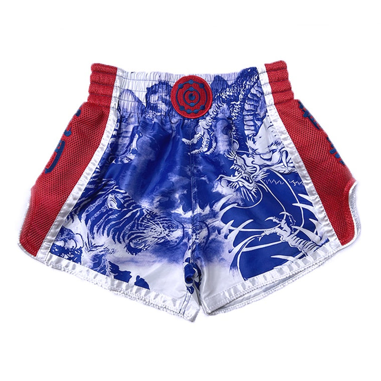 Fluory Eternity Luna Retro Muay Thai Shorts Blue Red