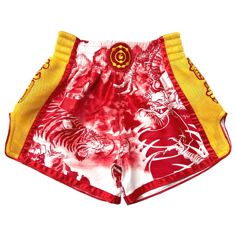 Fluory Muay Thai Muay Thai Shorts Fluory Eternity Luna Retro Muay Thai Shorts Red Yellow