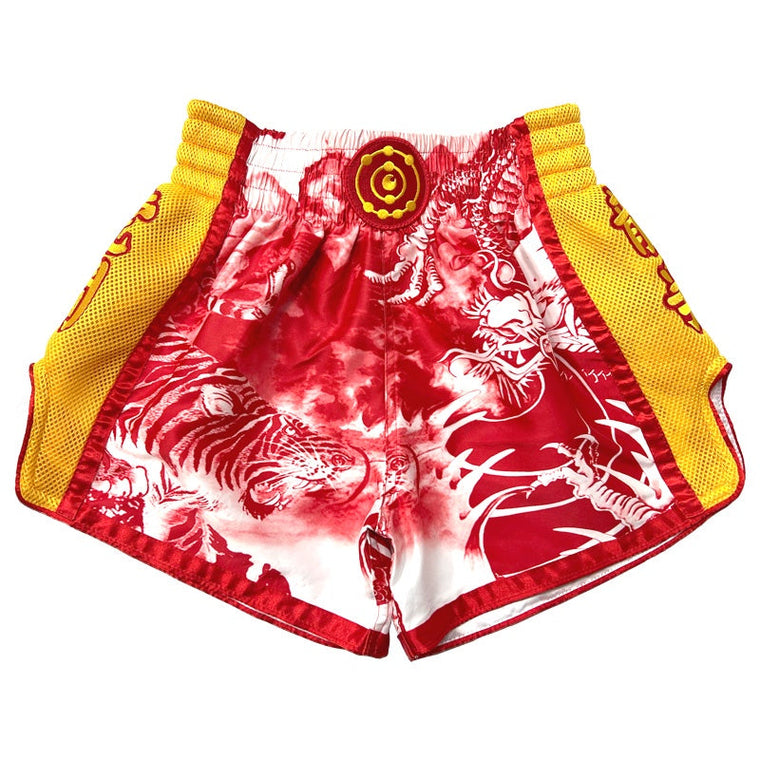 Fluory Eternity Luna Retro Muay Thai Shorts Red Yellow