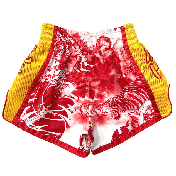 Fluory Muay Thai Muay Thai Shorts Fluory Eternity Luna Retro Muay Thai Shorts Red Yellow