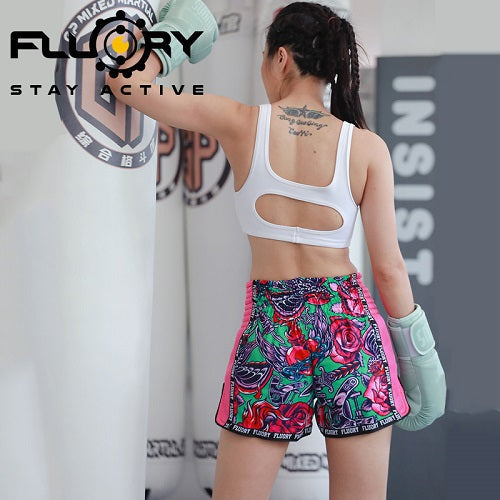 Fluory Muay Thai Muay Thai Shorts Fluory Eternity Tattoo Retro Muay Thai Shorts Pink