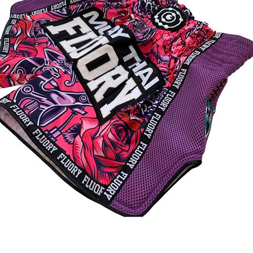 Fluory Muay Thai Muay Thai Shorts Fluory Eternity Tattoo Retro Muay Thai Shorts Purple