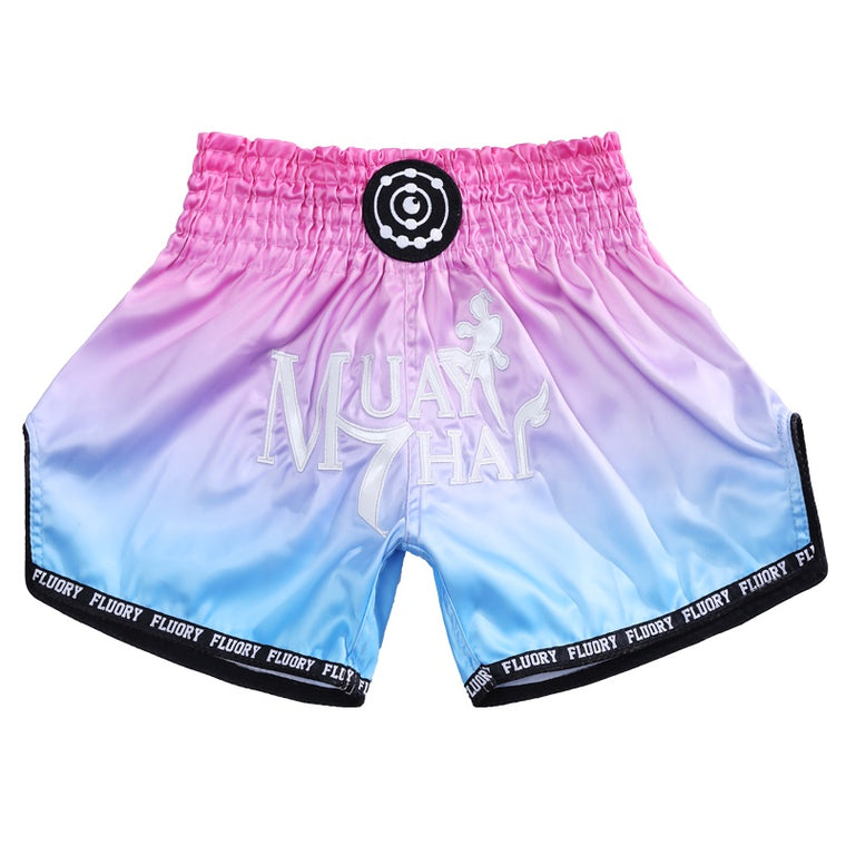 Fluory Fade Muay Thai Shorts Pink Blue