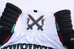 Fluory Muay Thai Muay Thai Shorts Fluory Guns & Rose Muay Thai Shorts White