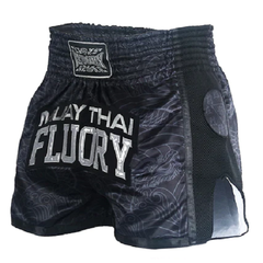 Fluory Muay Thai Muay Thai Shorts Fluory Shadow  Retro Muay Thai Shorts Black