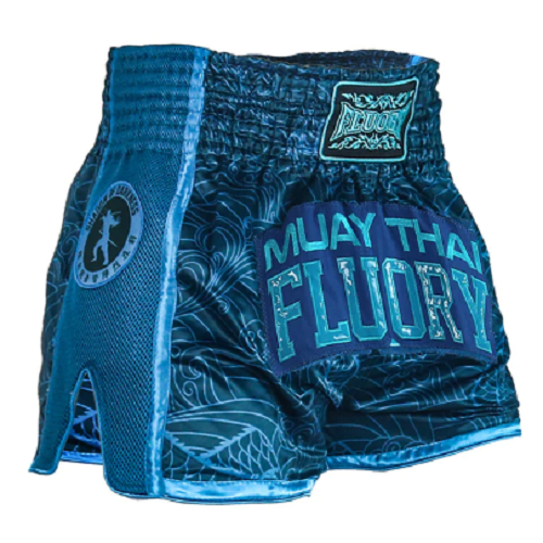 Fluory Shadow Retro Muay Thai Shorts Blue