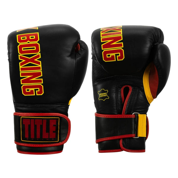 Kronk Boxing Gloves KRONK Boxing Gym Leather Boxing Gloves - Black