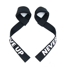 MKAS Fitness Weightlifting Straps & Supports Black MKAS Fitness Never Give Up Gym Lifting Straps 1 Pair