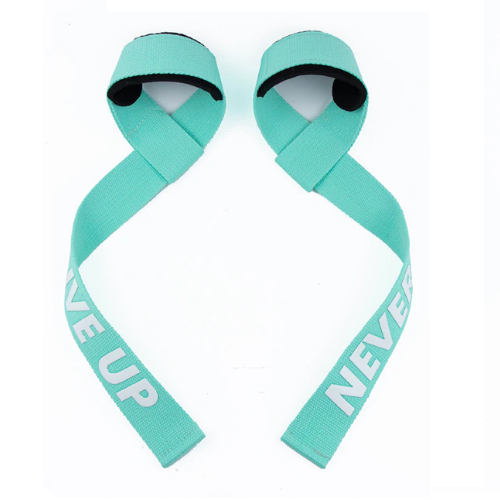 MKAS Fitness Weightlifting Straps & Supports Teal MKAS Fitness Never Give Up Gym Lifting Straps 1 Pair