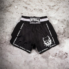 Pitbull Muay Thai Shorts Pitbull Retro Muay Thai Shorts - Black/White