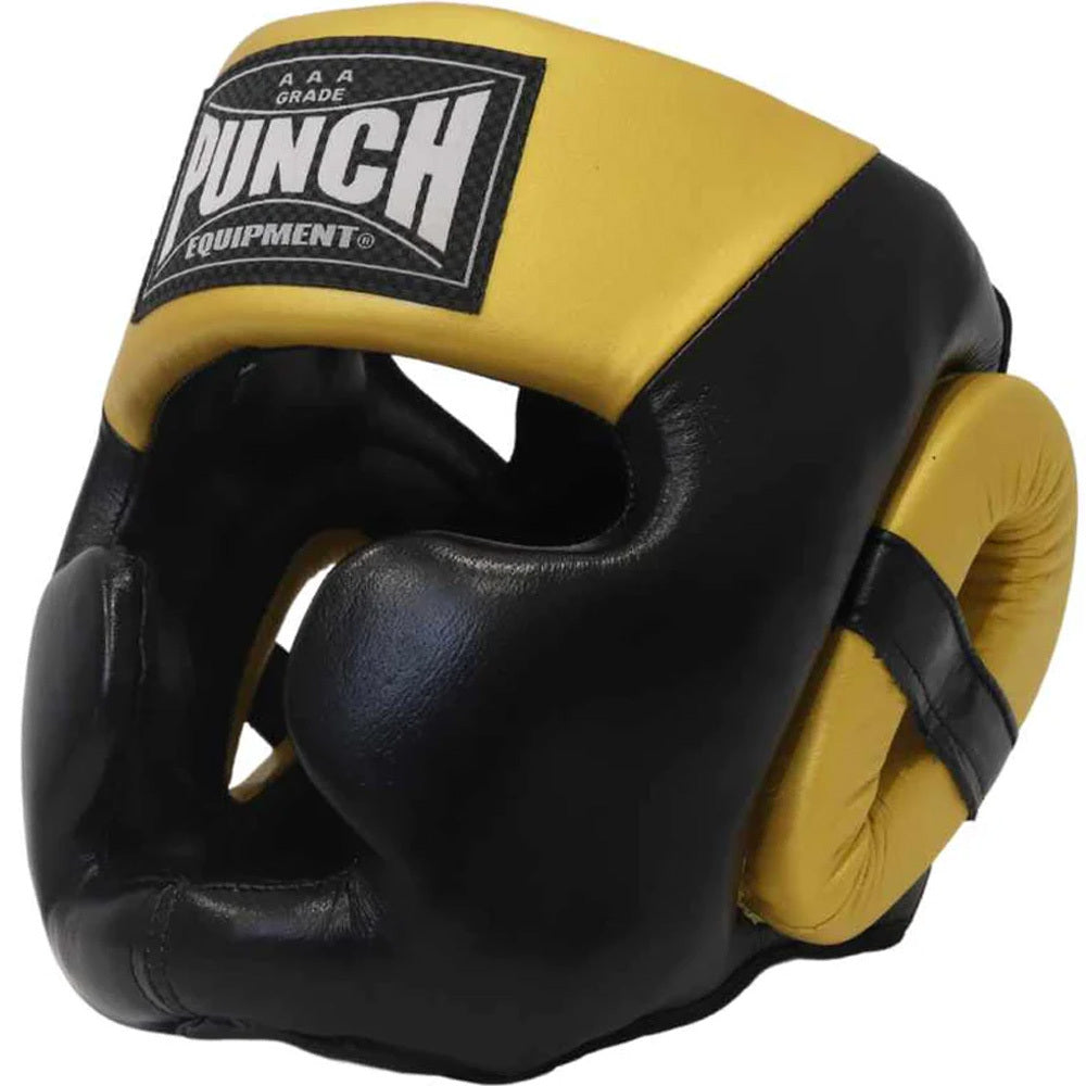 Punch Head Guards M / Black/Gold Punch Trophy Getters Full Face Boxing Headgear