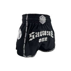 Savage Muay Thai Muay Thai Shorts Savage One Black Muay Thai Shorts