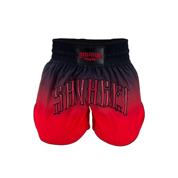 Savage Muay Thai Muay Thai Shorts Savage One Red Fade Muay Thai Shorts