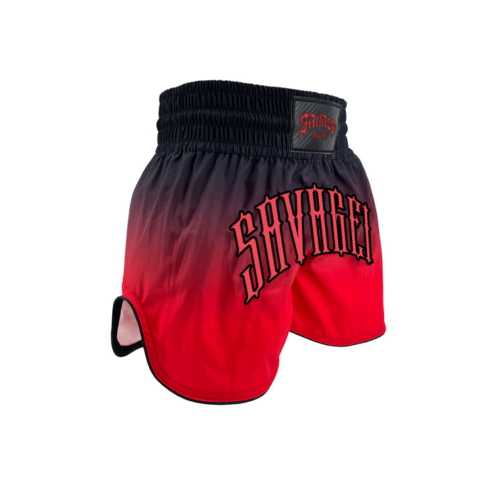 Savage Muay Thai Muay Thai Shorts Savage One Red Fade Muay Thai Shorts