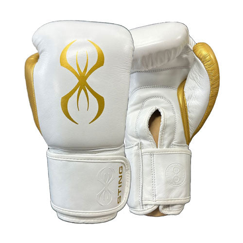 STING Boxing Gloves 10oz / White/Gold Sting Evolution Pro Boxing Gloves