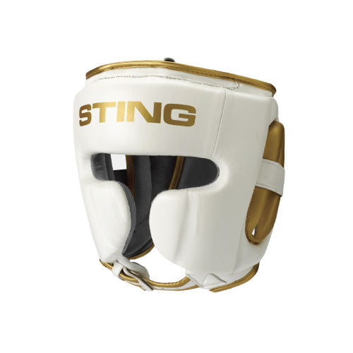 STING Head Guards M / White/Gold Sting Viper Gel Full Face Boxing Head Gear