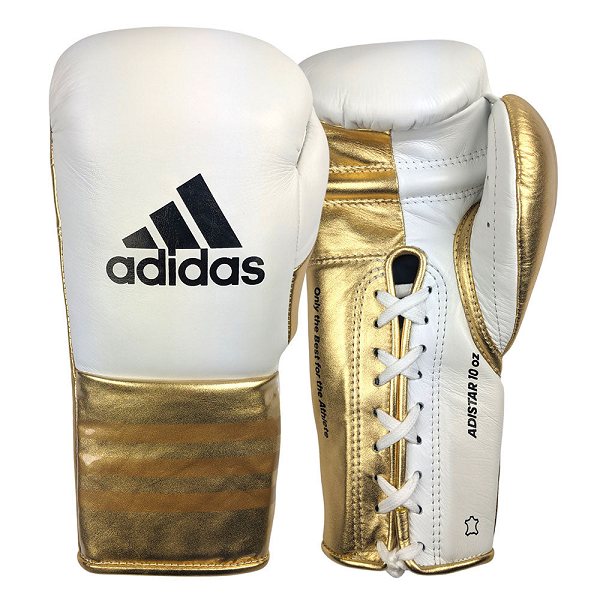 The Fight Factory Boxing Gloves Lace Up Adidas Speed 750 Adistar Fight Gloves White/Gold