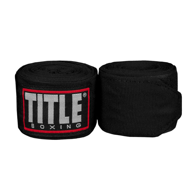 Title Boxing Hand Wraps & Accessories Black Title Boxing Fight Back Semi-Elastic Hand Wraps 180"