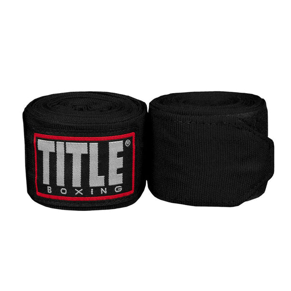 Title Boxing Hand Wraps & Accessories Black Title Boxing Fight Back Semi-Elastic Hand Wraps 180"