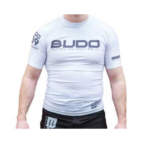 Budo Short Sleeve Rashguards Small / White Budo Cyber BJJ Ranked Rashguard