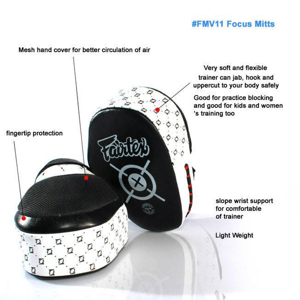 Fairtex Focus Mitts White Fairtex Aero Boxing Focus Mitts FMV11