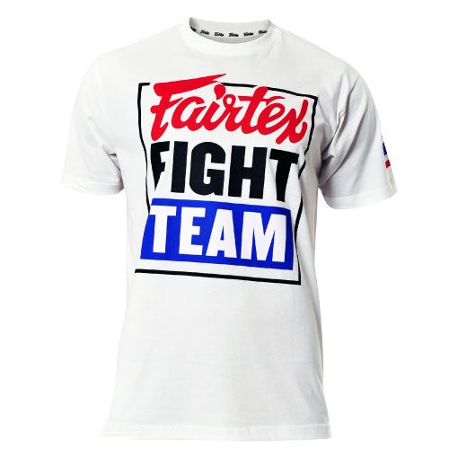 Fairtex T Shirts Fairtex Fight Team Muay Thai T Shirt - White/Blue