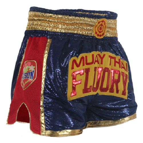 Fluory Muay Thai Muay Thai Shorts Fluory Abundance Retro Muay Thai Shorts Blue