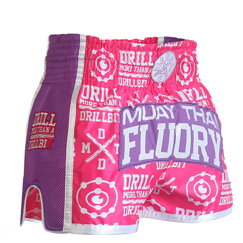 Fluory Muay Thai Muay Thai Shorts Fluory Drill Retro Muay Thai Shorts Pink