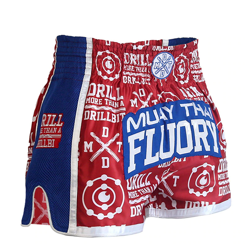 Fluory Muay Thai Muay Thai Shorts Fluory Drill Retro Muay Thai Shorts Red