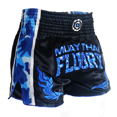 Fluory Muay Thai Muay Thai Shorts Fluory Eternity Camo Retro Muay Thai Shorts Blue