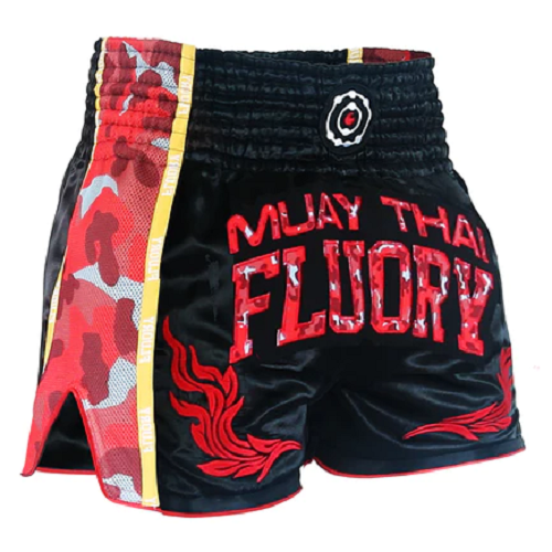 Fluory Muay Thai Muay Thai Shorts Fluory Eternity Camo Retro Muay Thai Shorts Red