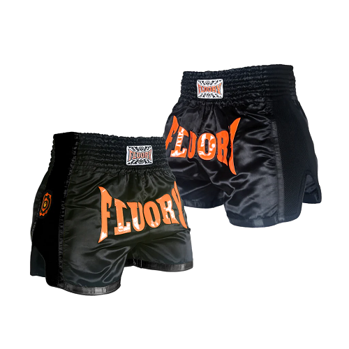 Fluory Muay Thai Muay Thai Shorts Fluory Eternity Classic Retro Muay Thai Shorts Black