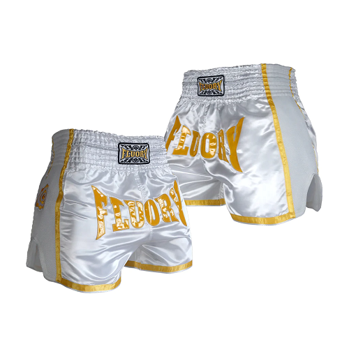 Fluory Muay Thai Muay Thai Shorts Fluory Eternity Classic Retro Muay Thai Shorts White