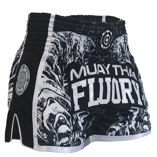 Fluory Muay Thai Muay Thai Shorts Fluory Eternity Retro Muay Thai Shorts Black