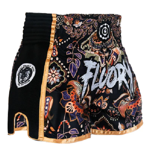 Fluory Muay Thai Muay Thai Shorts Fluory Eternity Retro Muay Thai Shorts Black Gold