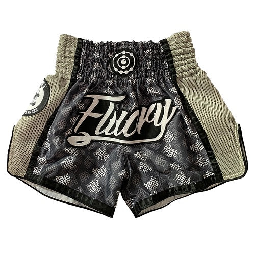 Fluory Muay Thai Muay Thai Shorts Fluory Eternity Snake Retro Muay Thai Shorts Grey