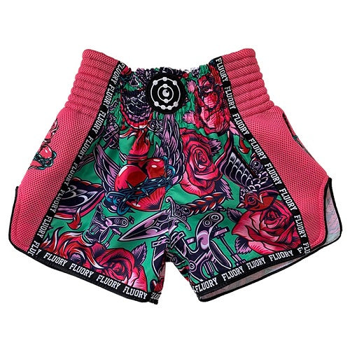 Fluory Muay Thai Muay Thai Shorts Fluory Eternity Tattoo Retro Muay Thai Shorts Pink