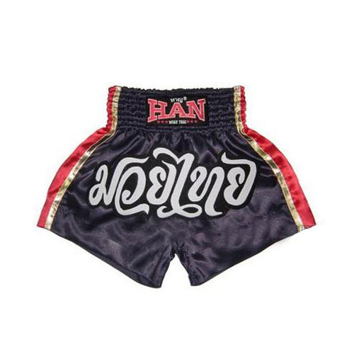 Han Muay Thai Muay Thai Shorts Han Muay Thai boxing shorts Black Red Gold